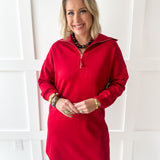 P.Cill Zip Long Sleeve Dress - Red