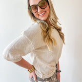 Raw Edge Knit Sweater- Oatmeal