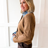 Denim Collared Knit Cardigan