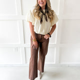 Soft Mixed Cotton Bubble Top - Ivory