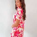 Floral Print Pockets Shirt Mini Dress