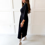 Long Sleeved Tunic Maxi Dress - Black