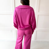 Knit Polo Top & Pant Set - Peony