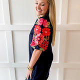 Embroidered Sleeve Denim Dress