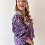 High Neck Ruffled Floral Top