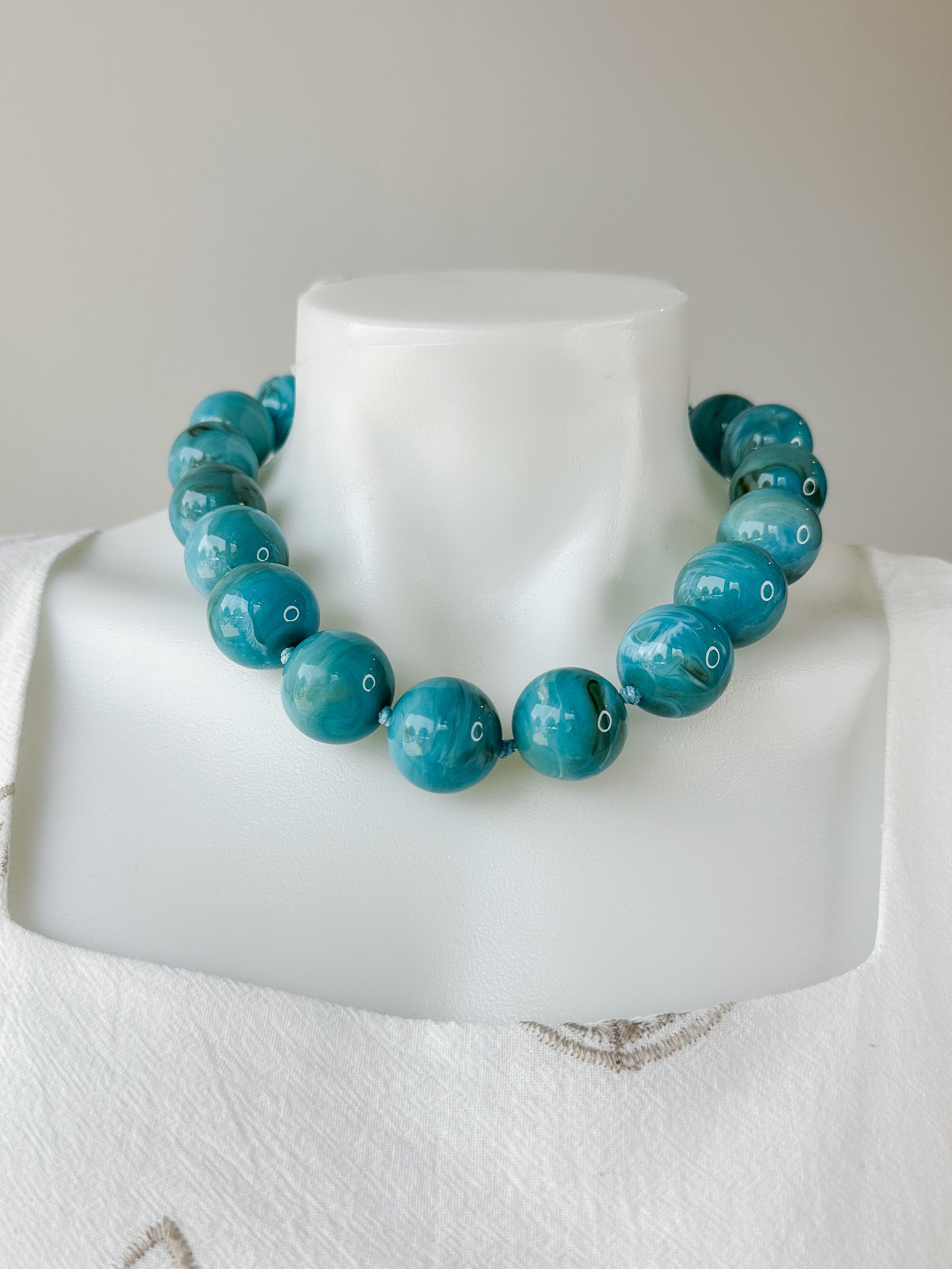 25mm Marble Ball Necklace Turquoise