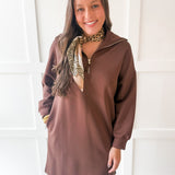 Modal Quarter Zip Dress - Cocoa