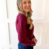 Retro Military Crop Jacket - Wine