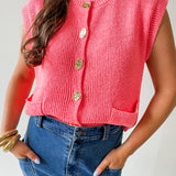 Accent Buttons Knit Vest
