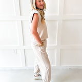 Ribbed Top & Jogger Set - Bone