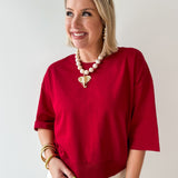Round Neck Ribbed Band Top - Burgandy