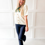 Soft Fuzzy Sweater Cardigan - Cream