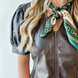 Vegan Pleather Puff Sleeve Dress