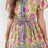 Hand Block Printed Floral Dress