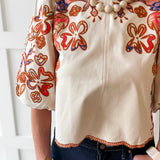 Floral Embroidered Puff Sleeve Top