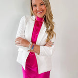 Shirred Sleeve Blazer - White