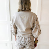 Lapel Embroidered Puff Sleeve Top- Ivory