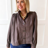 Polka Dot Puff Sleeve Jacket