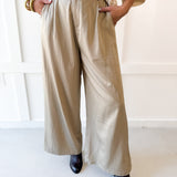 Tailored Wide Leg High Waist Pants - Taupe