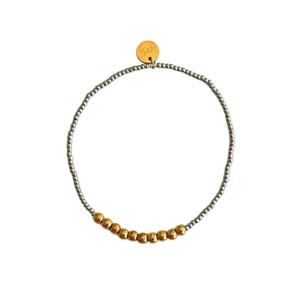 2mm Silver Bead & 4mm Gold Bead Bracelet