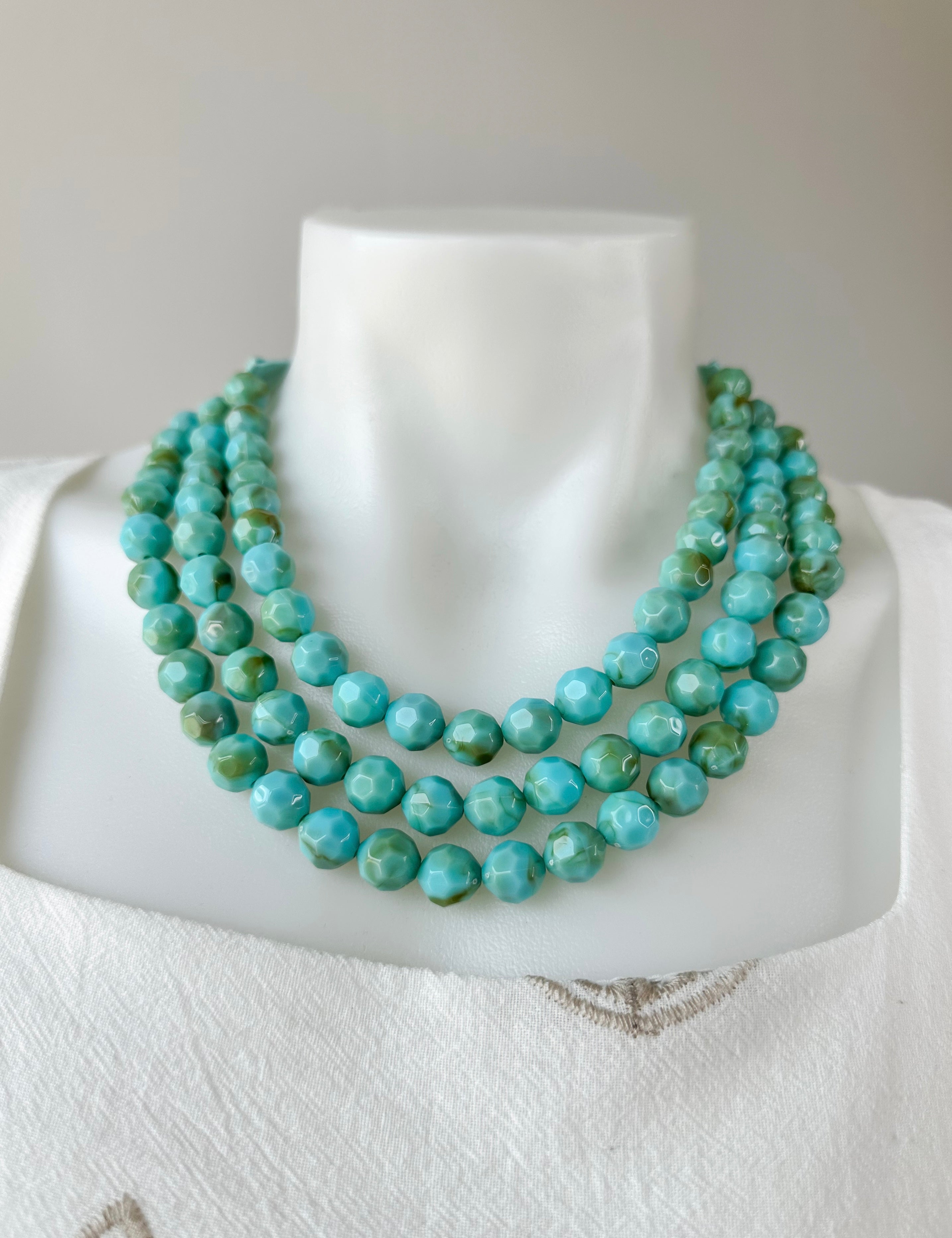 3 Row Faceted Bead Necklace