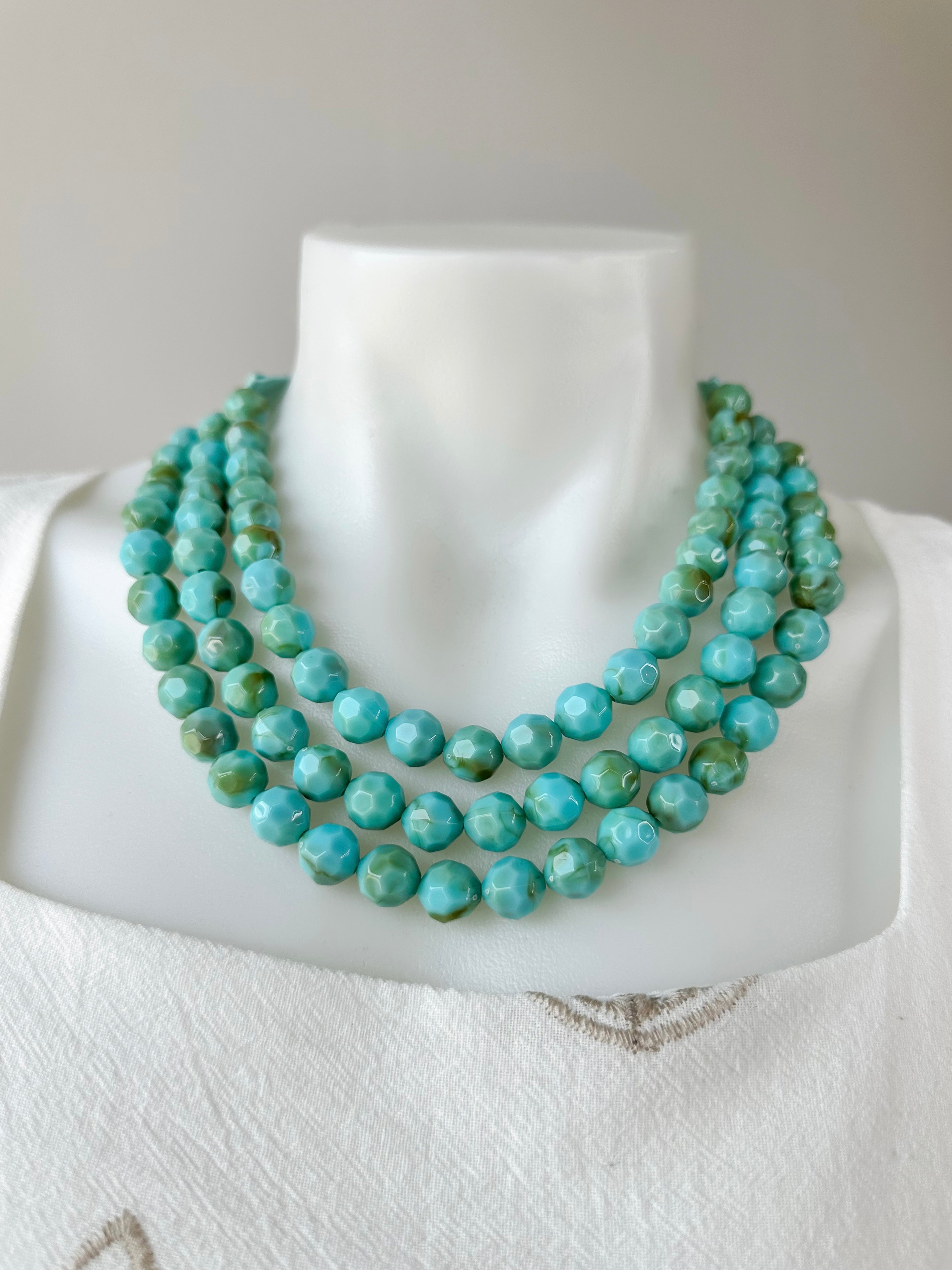 3 Row Faceted Bead Necklace