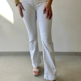 30' inseam Mid Rise Flare Jegging - White