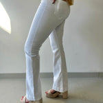 30' inseam Mid Rise Flare Jegging - White