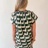 Geometric Tunic Mini Dress - Green