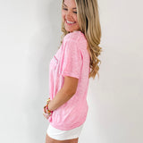Lightweight  Slub Knit Top - Pink