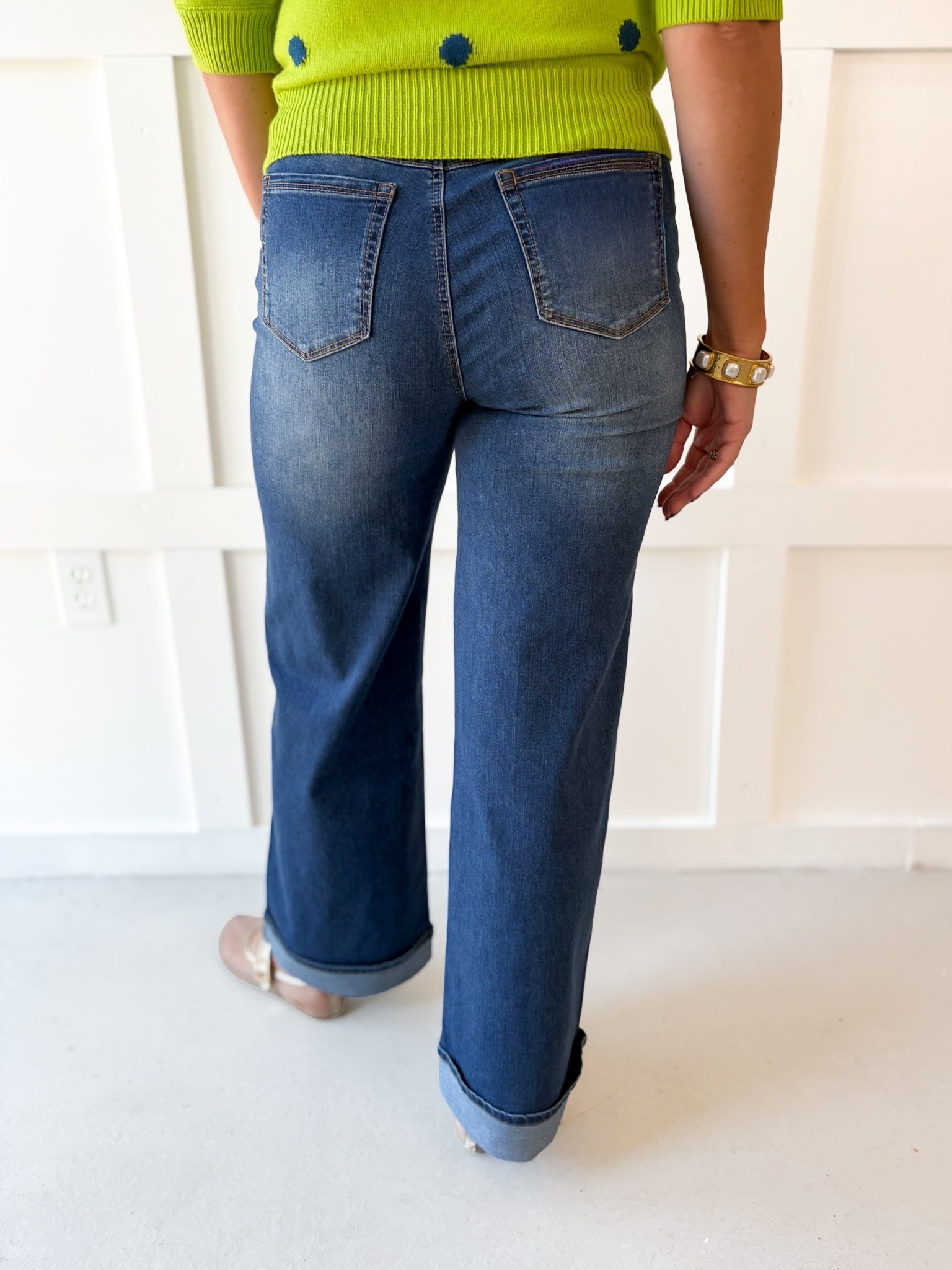 32" Slim Wide Leg With Cuff Jean