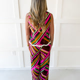 Multi Striped Fringe Top and Pant Set