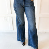 33'' Mid Rise Comfort Flare Pintuck Jean