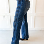 33'' Mid Rise Comfort Flare Pintuck Jean