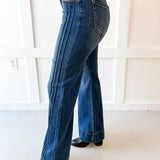 33'' Mid Rise Comfort Flare Pintuck Jean