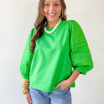 3/4 Layered Puff Sleeve Top