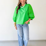 3/4 Layered Puff Sleeve Top