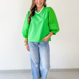 3/4 Layered Puff Sleeve Top