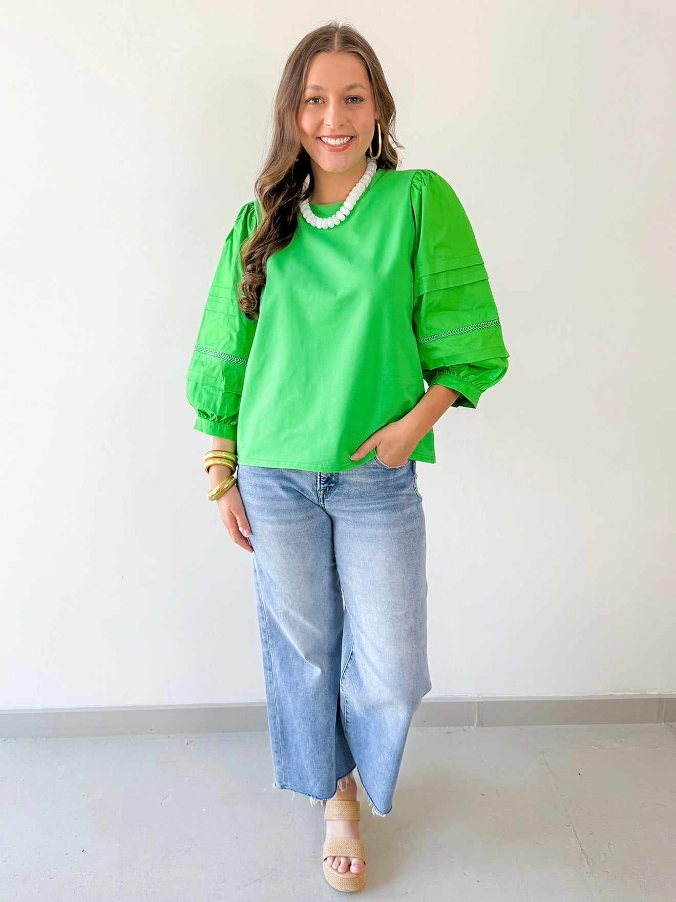 3/4 Layered Puff Sleeve Top