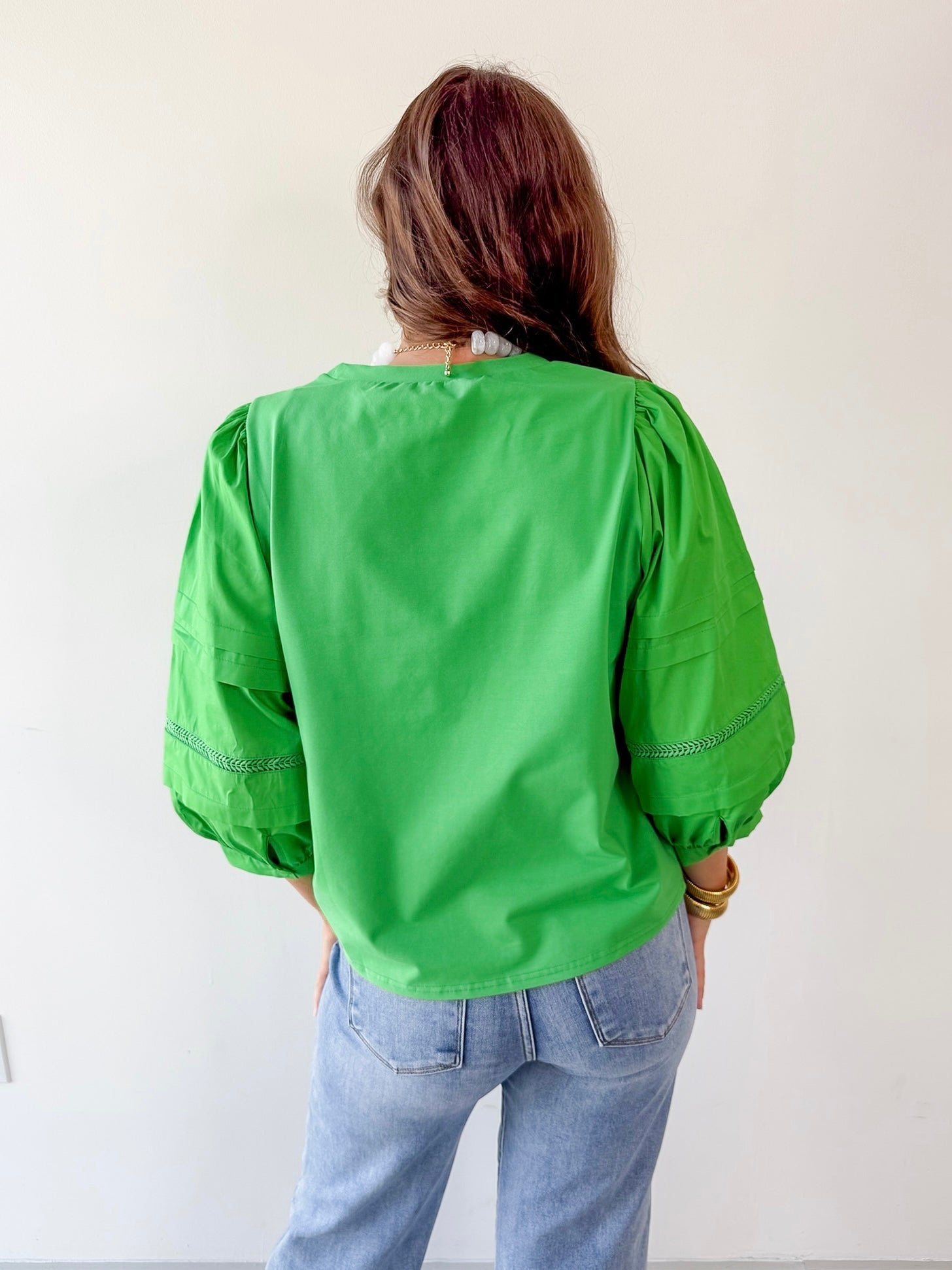 3/4 Layered Puff Sleeve Top