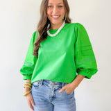 3/4 Layered Puff Sleeve Top