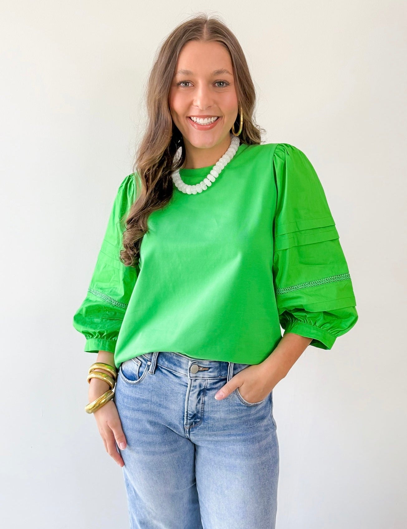 3/4 Layered Puff Sleeve Top