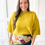 3/4 Sleeve Knit Top - Dijon