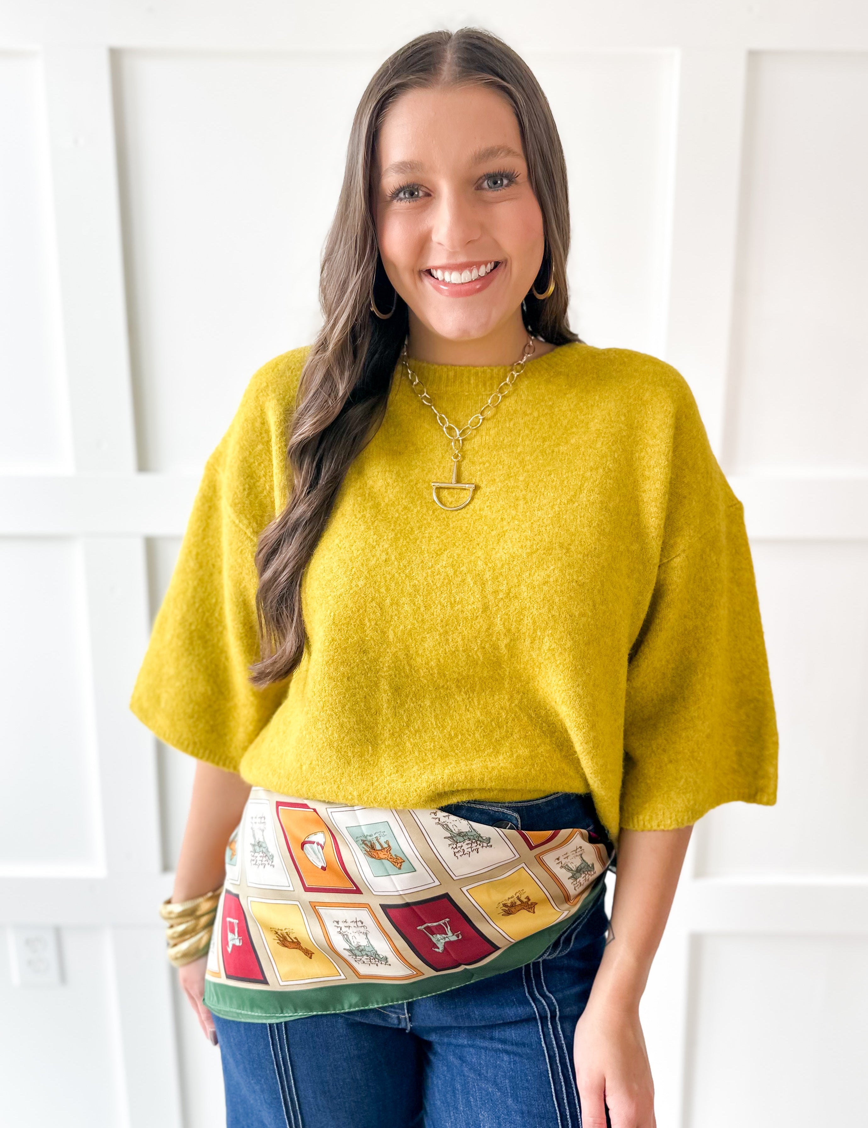 3/4 Sleeve Knit Top - Dijon