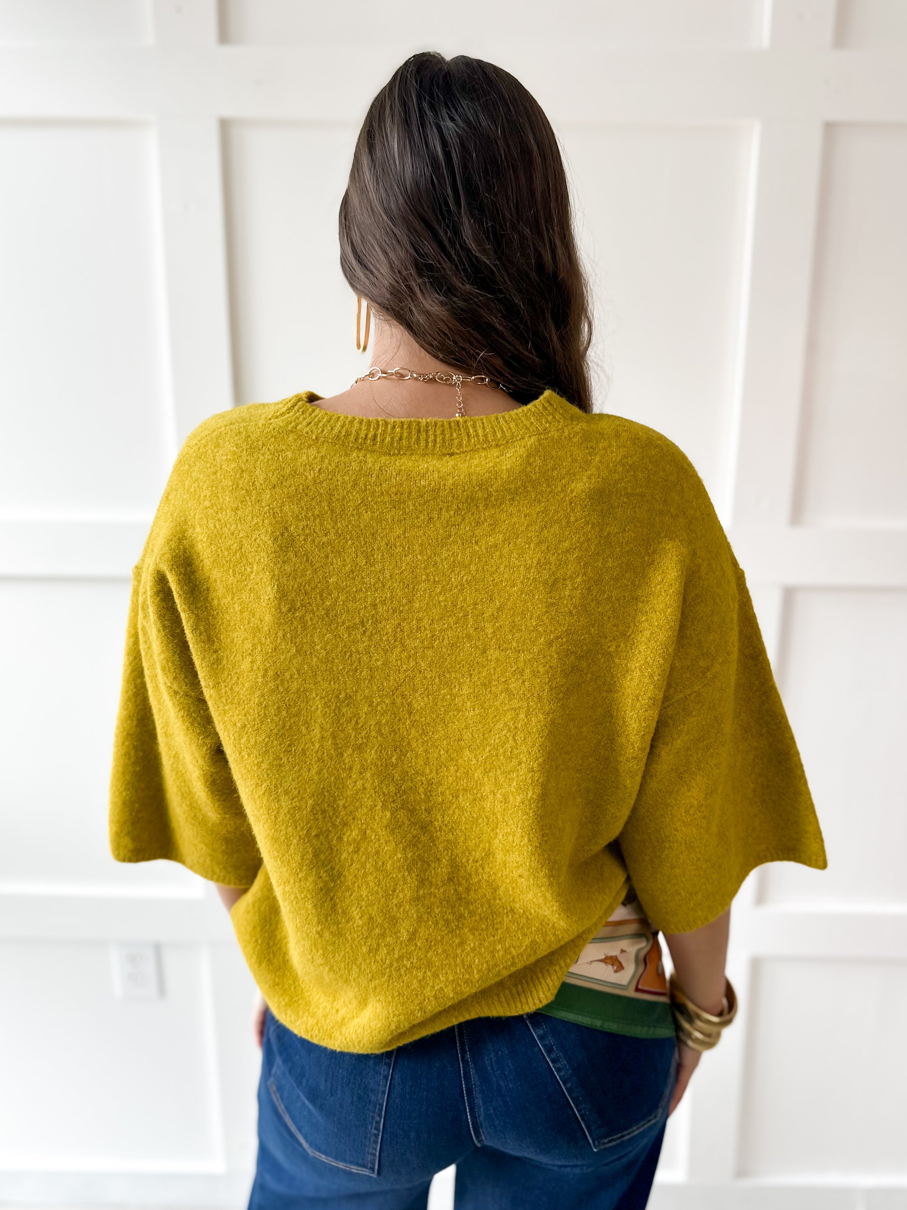 3/4 Sleeve Knit Top - Dijon