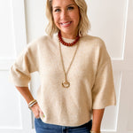 3/4 Sleeve Knit Top - Oatmeal