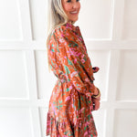 3/4 Sleeve Self Tie Mini Dress - Camel