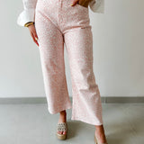 Leopard Print Barrel Crop Jean - Pink