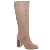 Knee High Microsuede Boot - Taupe