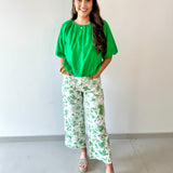 Floral print wide leg pants